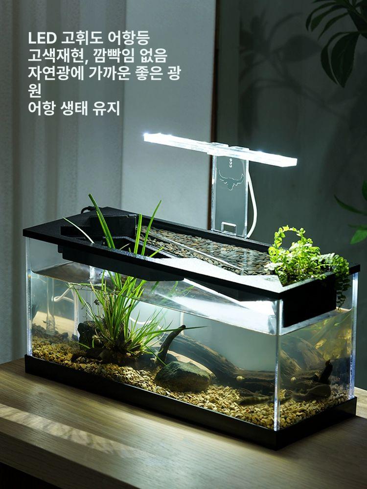 금붕어 자동청소 원형 수조 물멍 인테리어 아크릴 무드등 대형 수중펌프포함 - 상세 이미지 2
