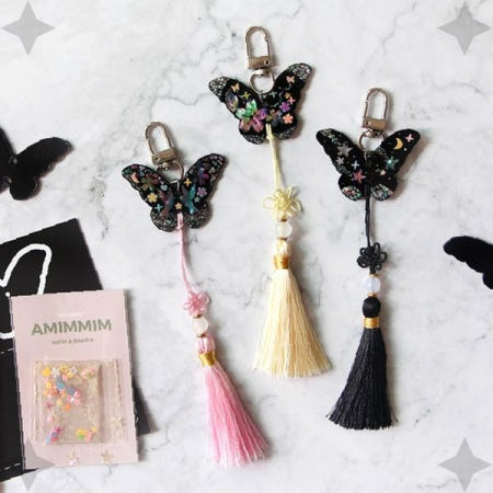 나비 자개 장식 전통 매듭 술 열쇠고리 만들기 체험 키트 공예 재료 세트 한국