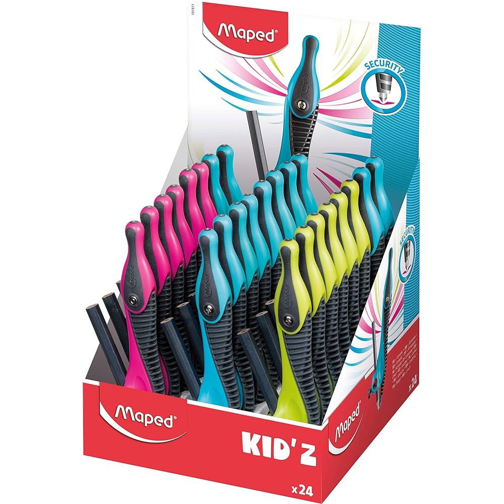 Maped Kid Z 나침반, 범용 홀더 포함, 24개 팩, 다양한 색상 (191611) Kid'Z Set of 24 - 상품 이미지