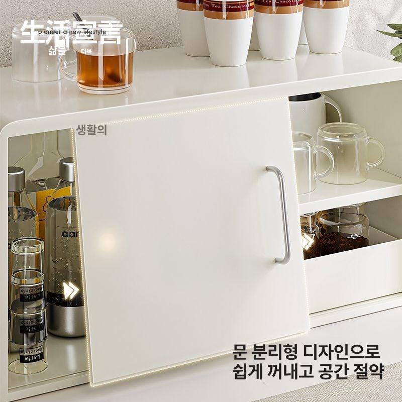 커피머신 선반 홈카페 수납장 서랍형 보관함 주방용 캡슐 50 x 22x36 싱글 슬라이딩 도어 - 상세 이미지 4
