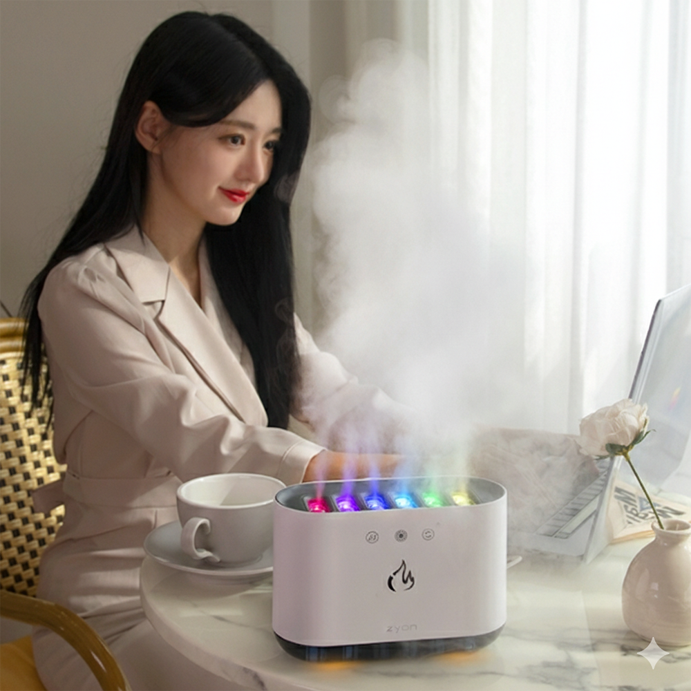 올위버 불멍가습기 미니 벽난로 LED 무드등 사무실 탁상용 가습기 078