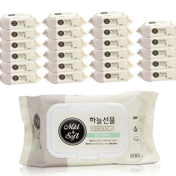 부드러운 캡형 물티슈 촉촉한 피톤치드 물티슈 100매 무첨가 가정용 온가족