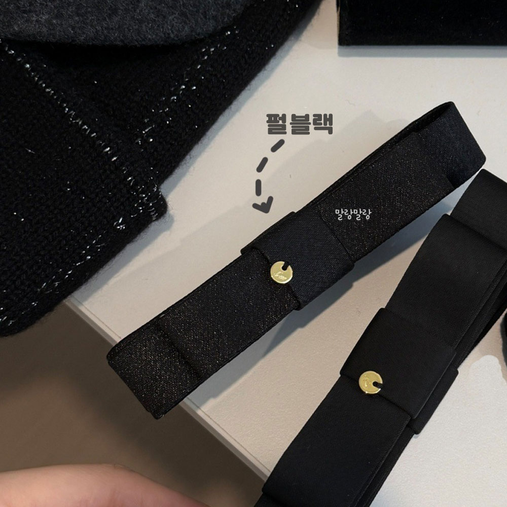 펄 블랙 새틴 리본헤어핀 바나나집게핀 단아한 포니테일 머리핀 이미지 4