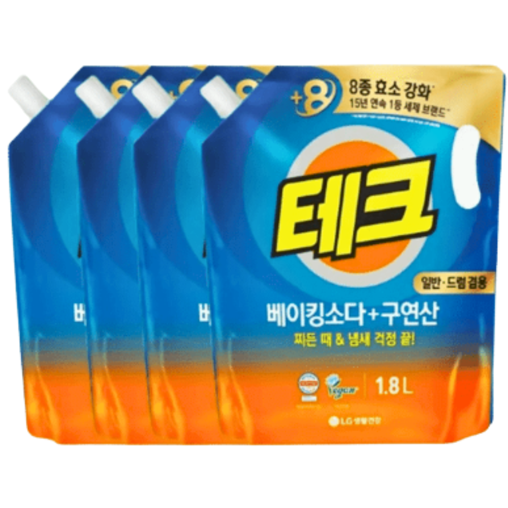 테크 베이킹소다+구연산 일반/드럼 겸용 1.8L x4개 액체세제 - 상품 이미지