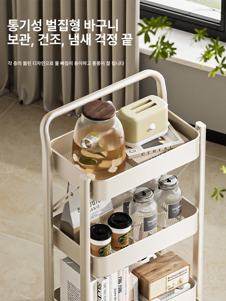 이동식 서류정리대 접이식 정리함 무소음 수레 책상 파일 블랙 접이식 3단 - 상세 이미지 2