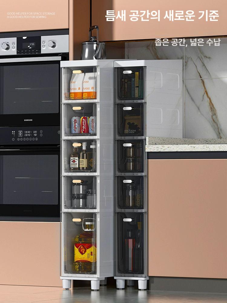주방 틈새 수납장 폭좁은 냉장고 옆 다용도실 슬림 수납장 - 상세 이미지 2