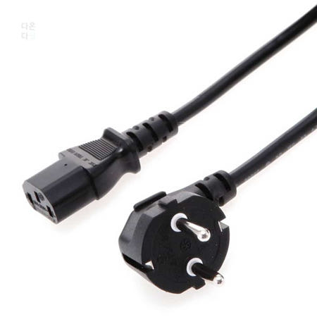 다온다샵 컴퓨터용 전원 케이블 1.5M 컴퓨터코드 전기플러그 전선코드 PC케이블 3구전원케이블