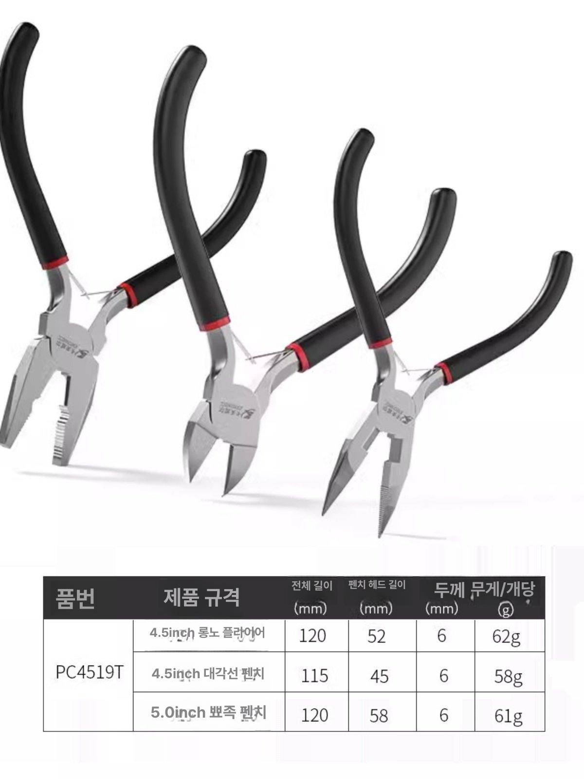 펜치 미니 지퍼 손잡이 고리 간편 터치 비너형 옷 교체용 미니 3종 세트 PC4519T - 상세 이미지 3