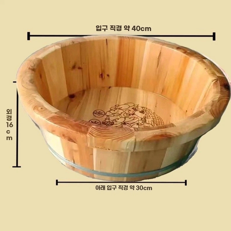 편백나무 대야 족탕 온천 세숫대야 A. 높이 16mm 직경 40mm 둥근 모서리작은 세면대 - 상세 이미지 2