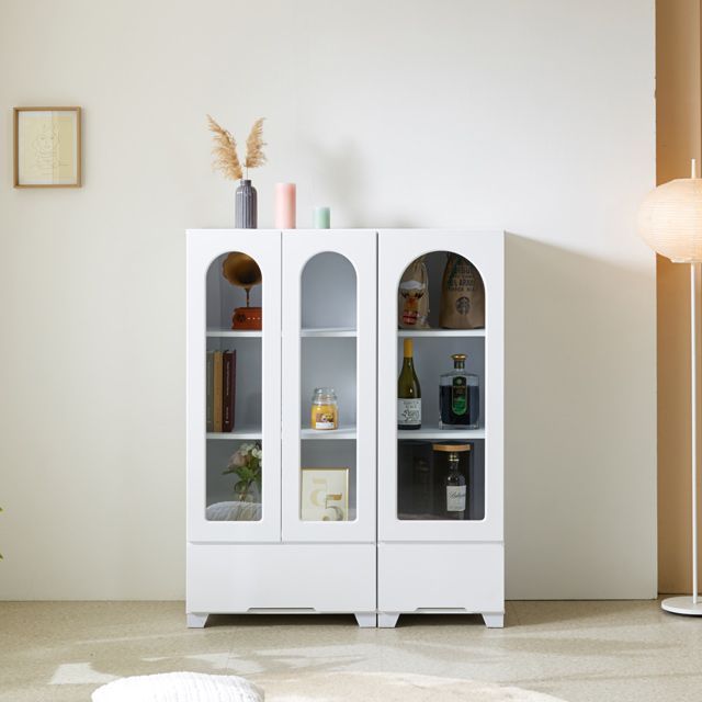 가구의서 G6504 서랍 유리 장식장 세트 1000x415x1260mm