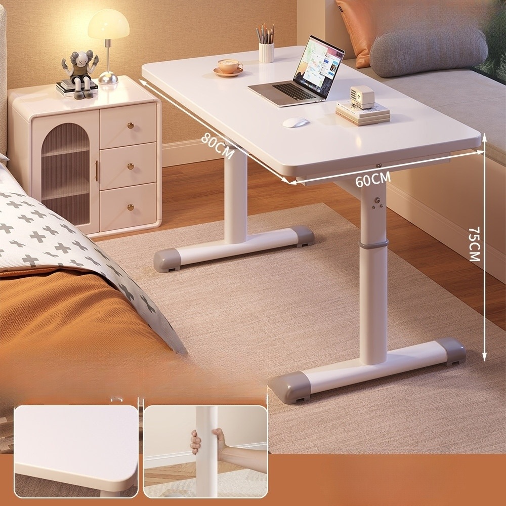 모션데스크 수동 높이조절 이동식 튼튼한 바퀴형 스탠딩 키높이 고정형 흰색 80x60cm - 상품 이미지
