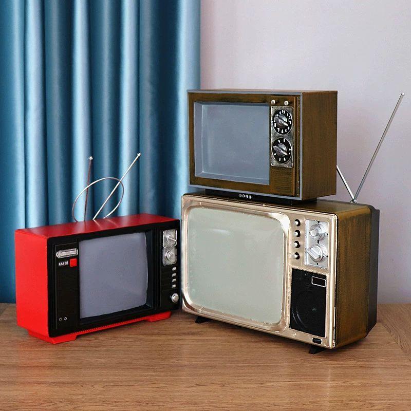 레트로 텔레비전 소품 엔틱 장식 아날로그 포토존 촬영 블랙 TV 브라운 - 상세 이미지 2