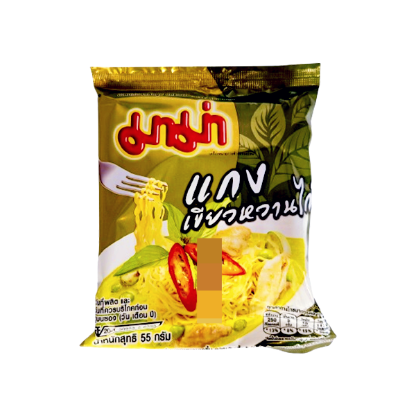 태국 mama 마마 인스턴트 누들 봉지라면 치킨 그린 커리, 55g, 5개 - 상품 이미지