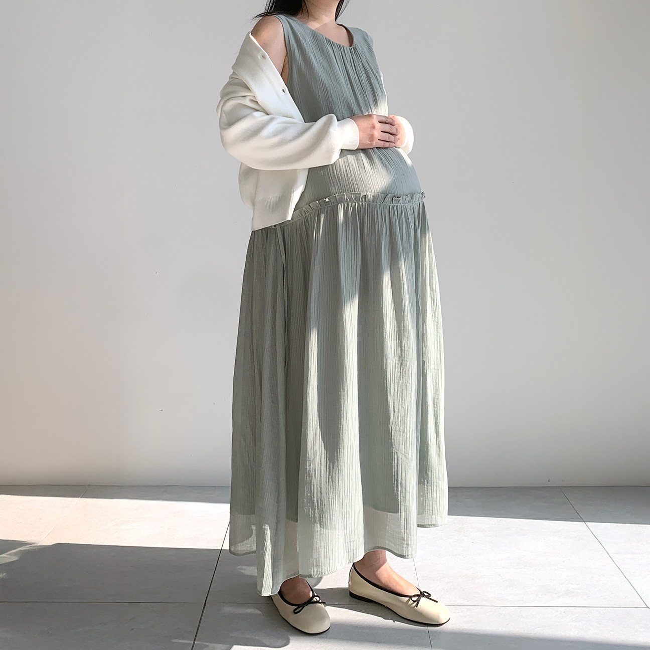 쉬폰원피스 빅사이즈 셔링원피스 뷔스티에원피스 - 상품 이미지