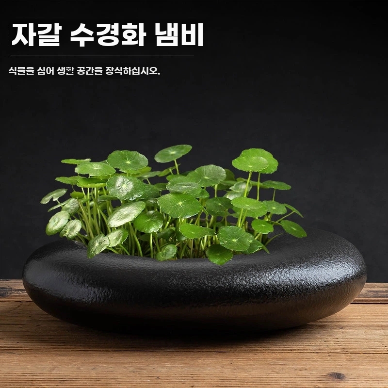 연꽃 수반 자연석 화분 옹기 도자기 인테리 A. 스타일 1S사이즈, A. 도예, A. 중간 - 상세 이미지 4