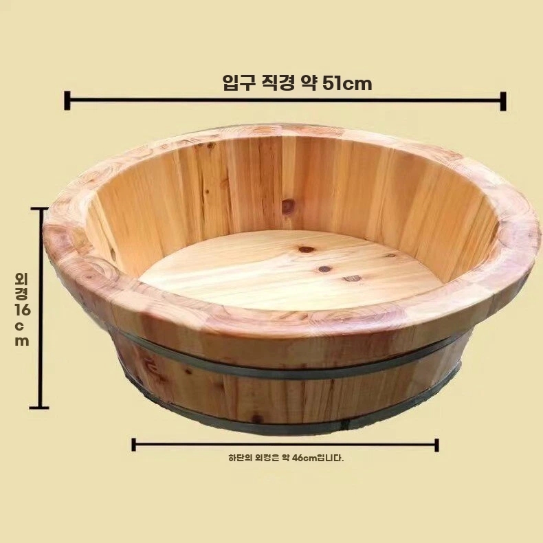 편백나무 대야 족탕 온천 세숫대야 A. 높이 16mm 직경 40mm 둥근 모서리작은 세면대 - 상세 이미지 3