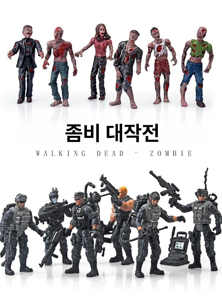 워킹데드 생화학위험 모델 야전 특수부대 6종 1세대 원색 약 10cm - 상품 이미지