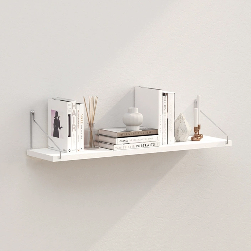 벽선반 공간데코 (60x15cm) (화이트) 무타공 우드선반 인테리어선반 - 상품 이미지