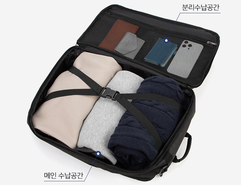 백슨 비즈니스 15인치 노트북 백팩 남자 직장인 여행용 캐리어 결합 가방 - 상세 이미지 2