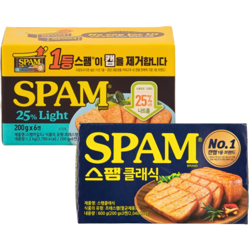 스팸 클래식 200g x3개 + 스팸 25 라이트 200g x6개 혼합 - 상품 이미지