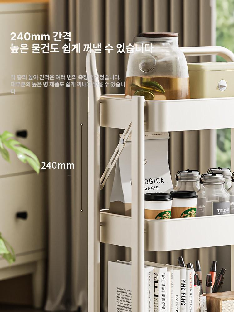 이동식 서류정리대 접이식 정리함 무소음 수레 책상 파일 블랙 접이식 3단 - 상세 이미지 3