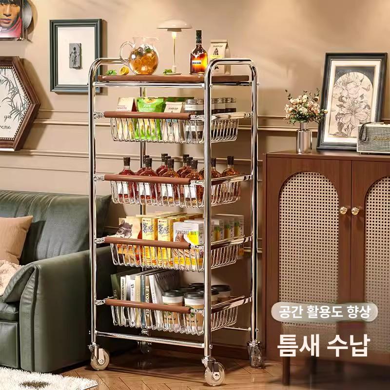 이동식 수납 트롤리 간식 베란다 정리 다용도 침실 주방 표준형 5단 4서랍 회전 바퀴 - 상세 이미지 5