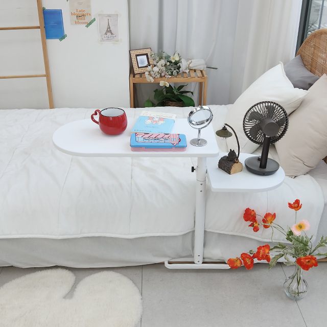 가구의서 버터화이트 높이조절 침대 사이드 테이블 600 보조상판 포함