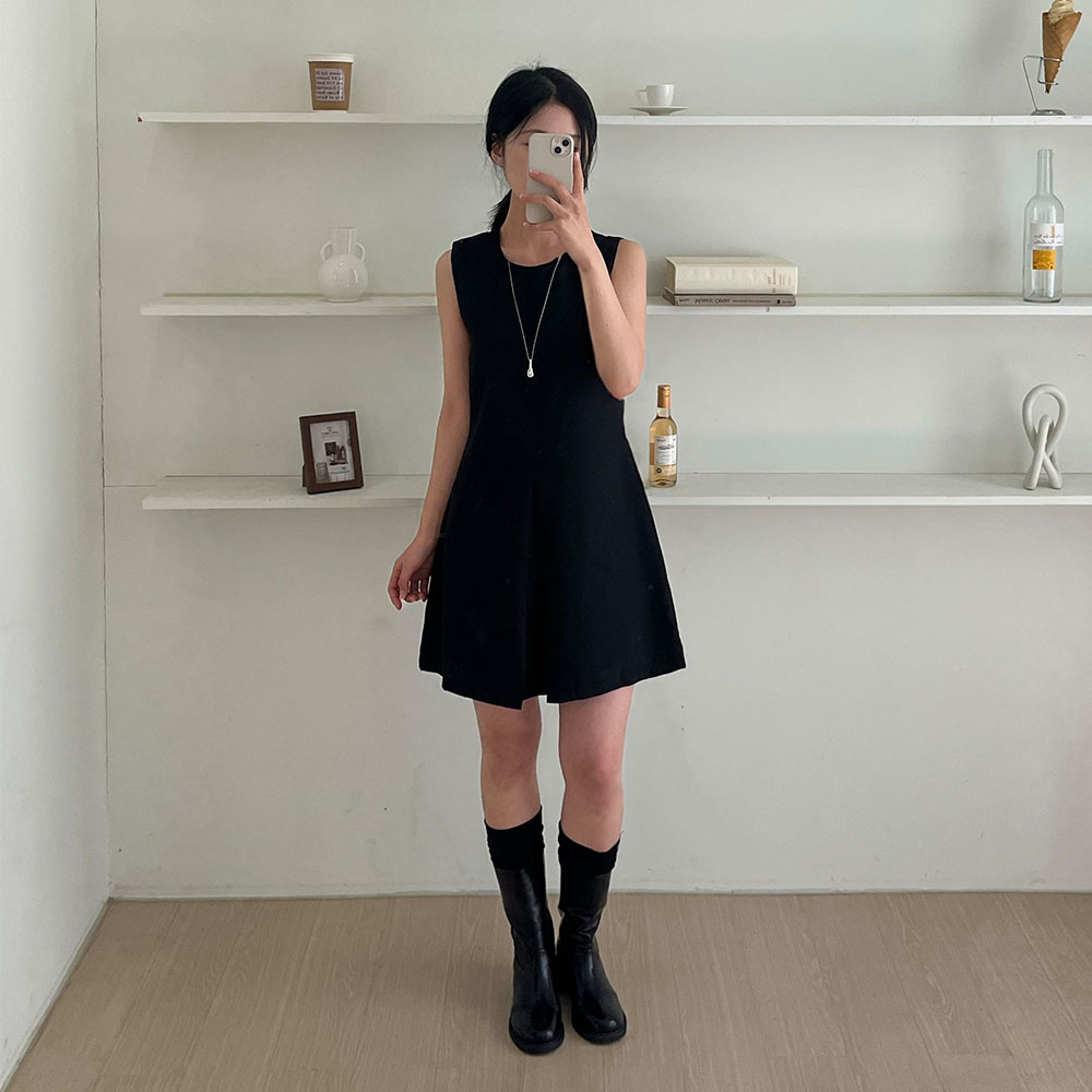 키작녀 정장원피스 레이어드 뷔스티에원피스 블랙 이미지 8