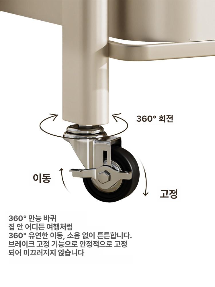 이동식 서류정리대 접이식 정리함 무소음 수레 책상 파일 블랙 접이식 3단 - 상세 이미지 4