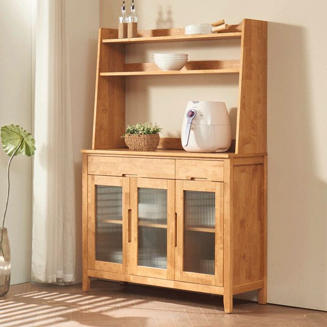 가구의서 고무나무 원목 주방 수납장 1200x400x1730mm, 5단, 내추럴 - 상품 이미지