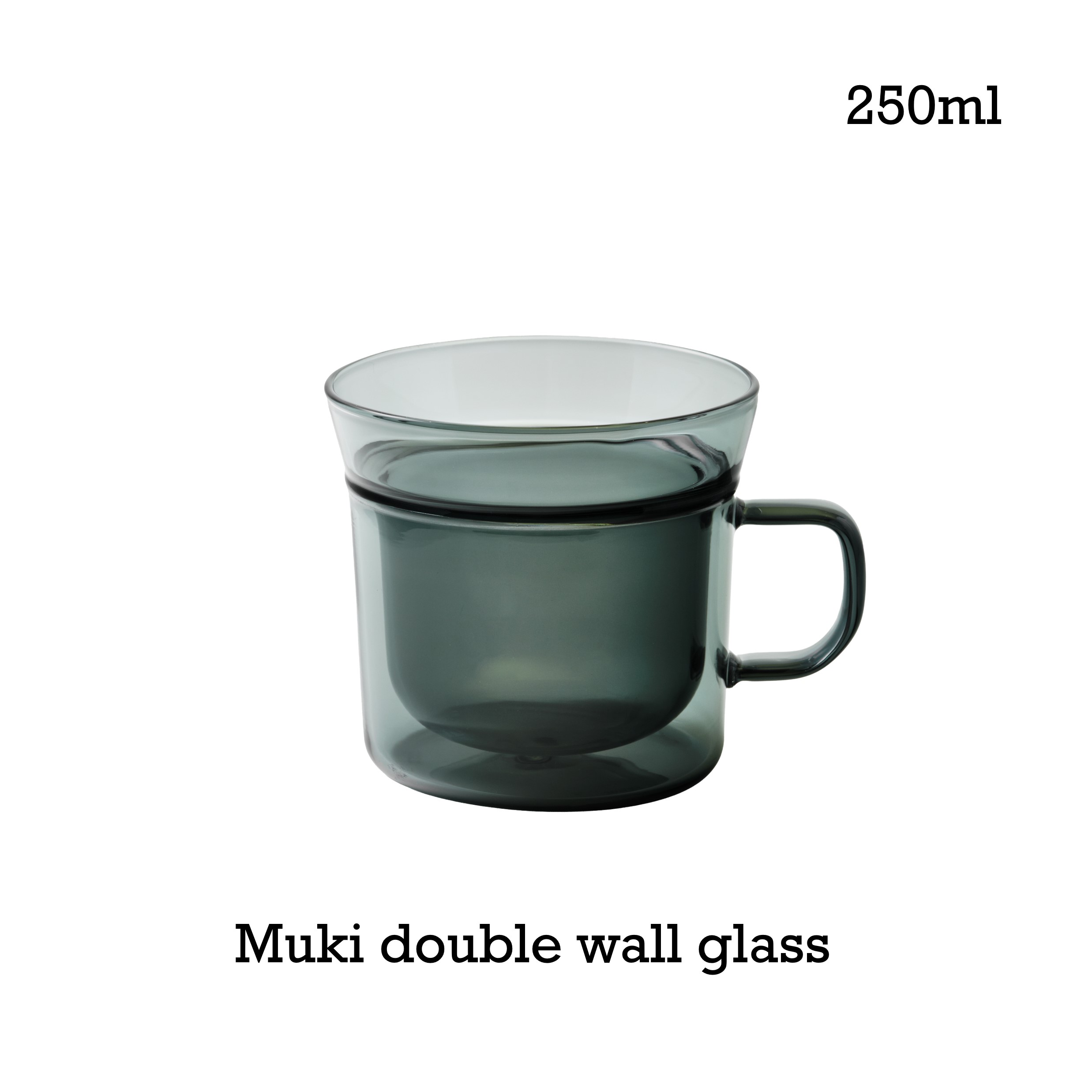 피른 무키 글라스 더블월 이중 내열 카페 커피 잔 유리컵 250ml, 1개, 스모크 - 상품 이미지