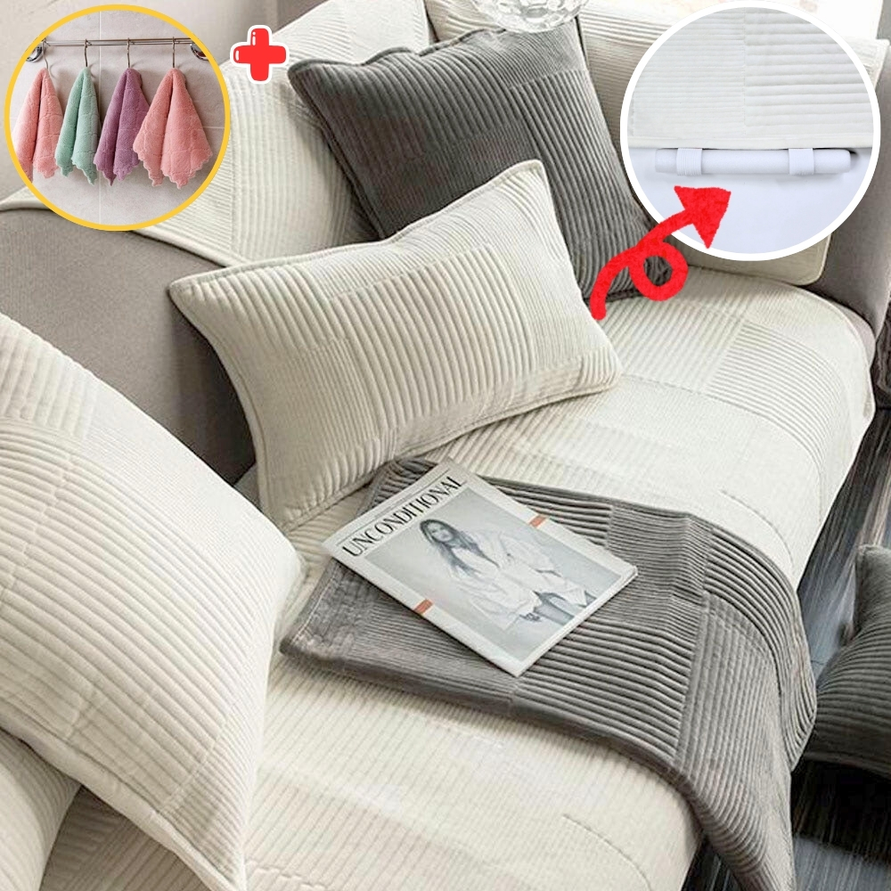 넓은 극세사 쇼파패드 2 3인용 논슬립 돌 흙 소파매트 토퍼 깔개 라인화이트 90x160