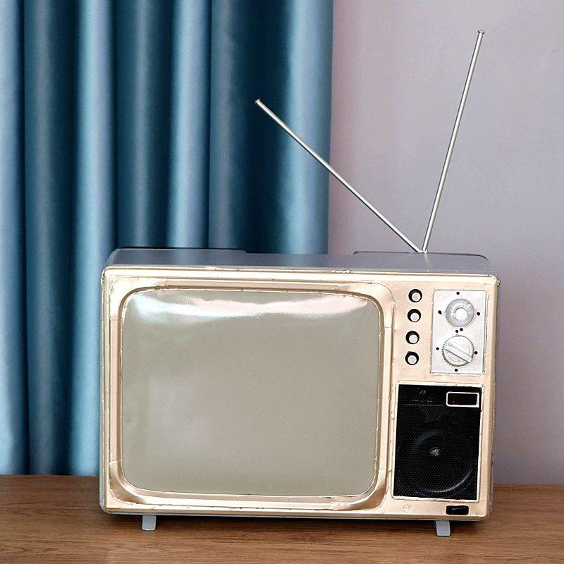 레트로 텔레비전 소품 엔틱 장식 아날로그 포토존 촬영 블랙 TV 브라운 - 상세 이미지 4