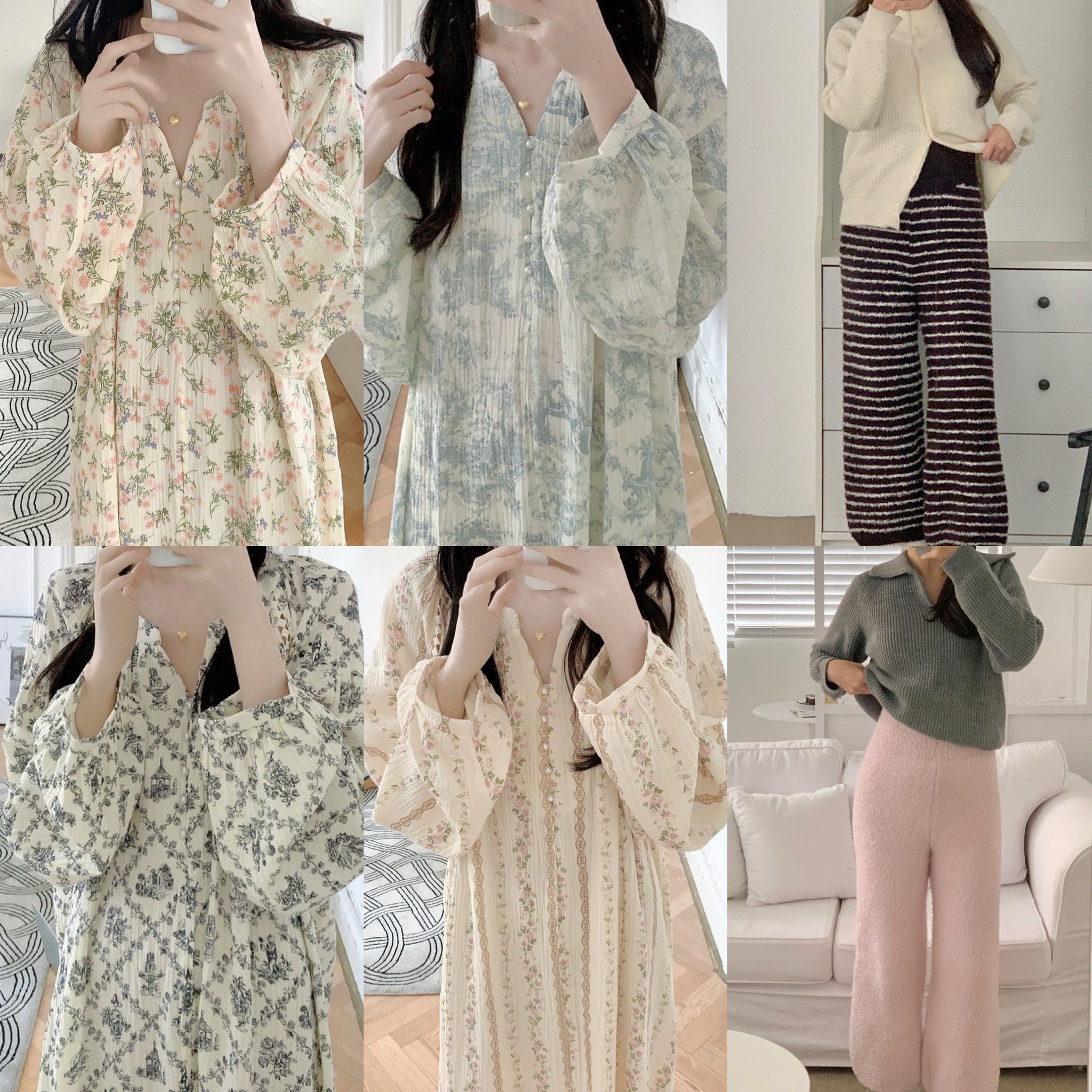 원피스잠옷 빅사이즈 수면잠옷 바지 극세사 겨울 여성 수유 임산부 제품 이미지