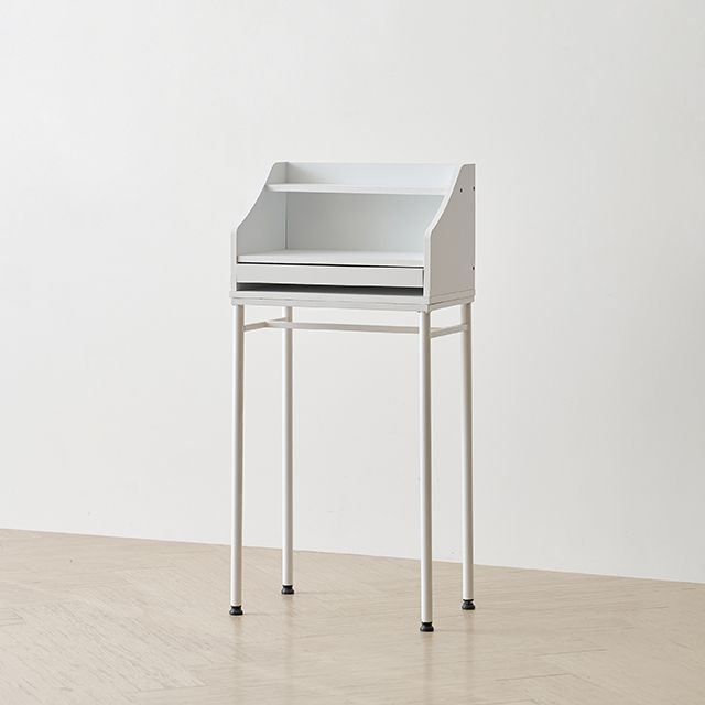 가구의서 버터화이트 입식 슬라이드 선반 화장대 500x300x1050mm - 상품 이미지