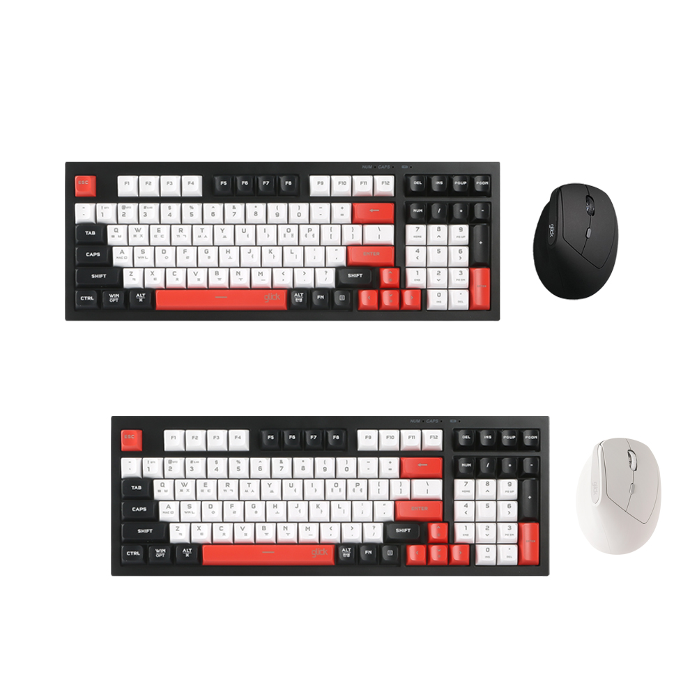지클릭커 오피스프로 WMK560 사일런스 M 무소음 무선 블루투스 키보드 버티컬 마우스 세트 98키 포커 블랙 - 상세 이미지 3