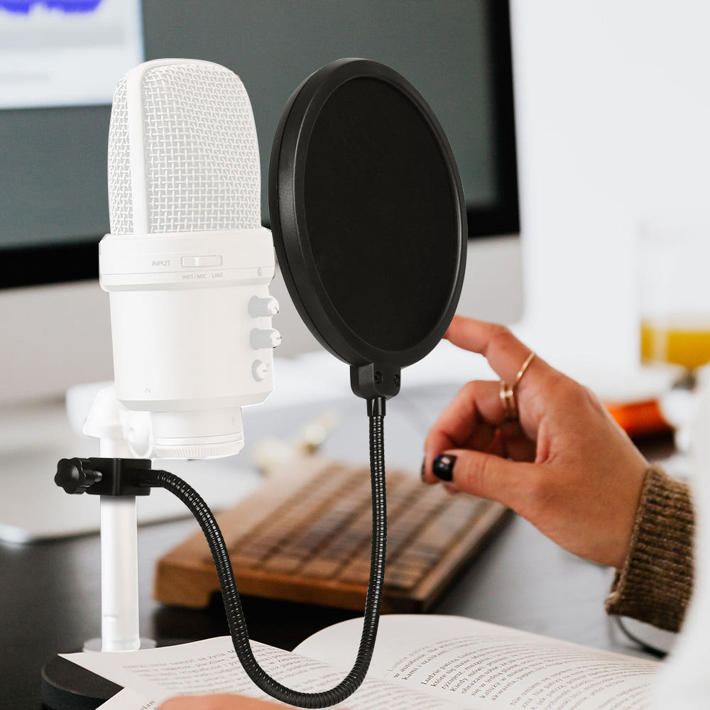 안티노이즈 마이크 팝필터 팝스크린 방송 녹음용 음성 잡음제거 음악 게임용 음질 개선 장비 제품 이미지
