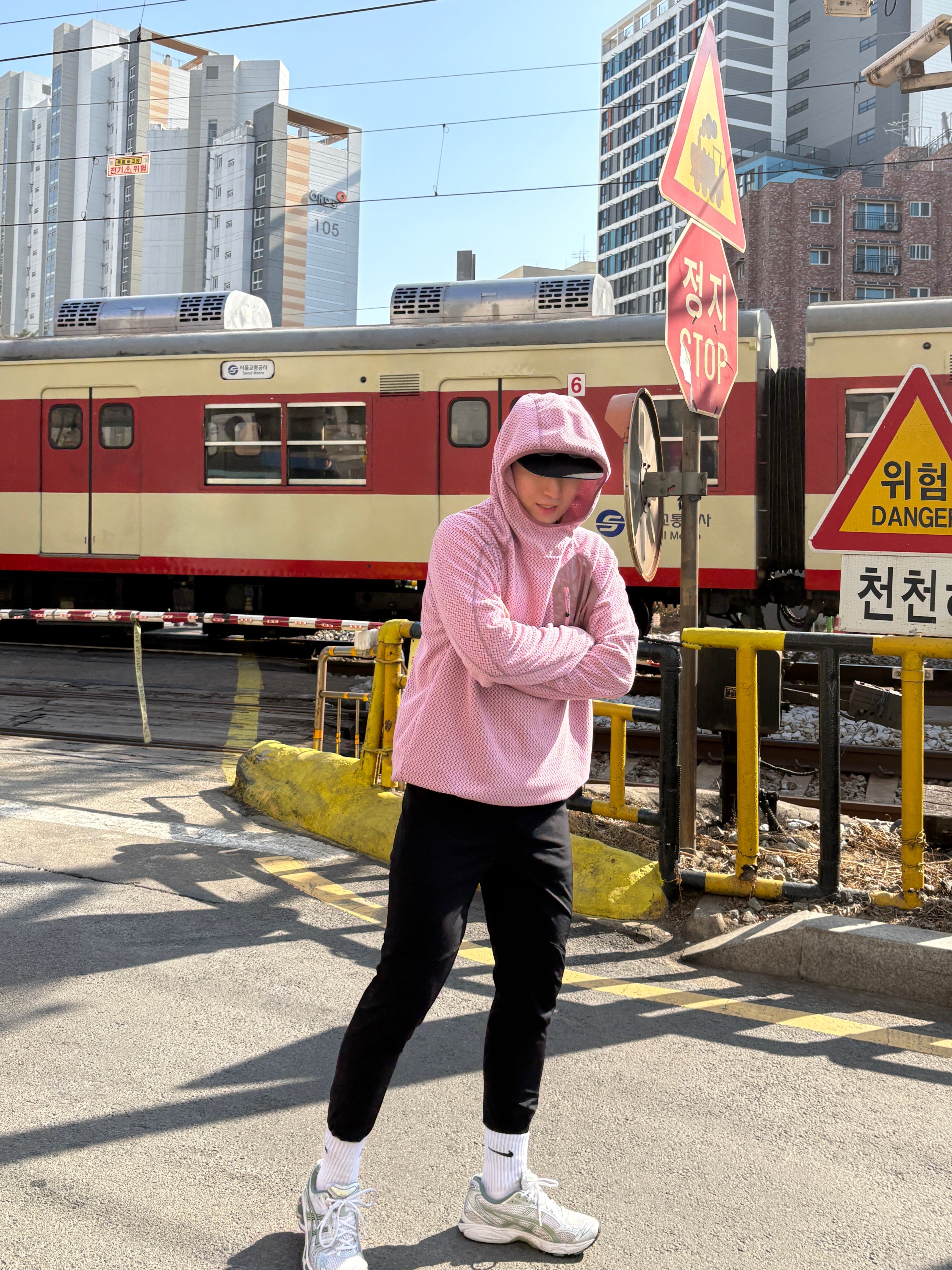 dnL 와플 포켓 러닝후드 바라클라바 핑거홀 긴팔 티셔츠 남자 여자 풋살 상의 남여공용 - 상세 이미지 4