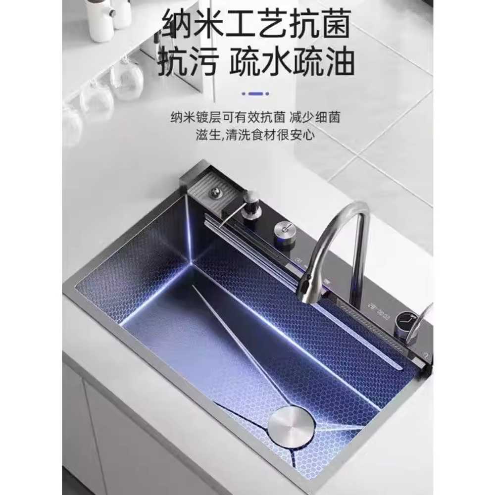 멀티 싱크볼 교체 엠보 코팅 주방 리모델링 폭포수전 5mm 두께 68x45cm 서랍식 하단 우측 - 상세 이미지 2