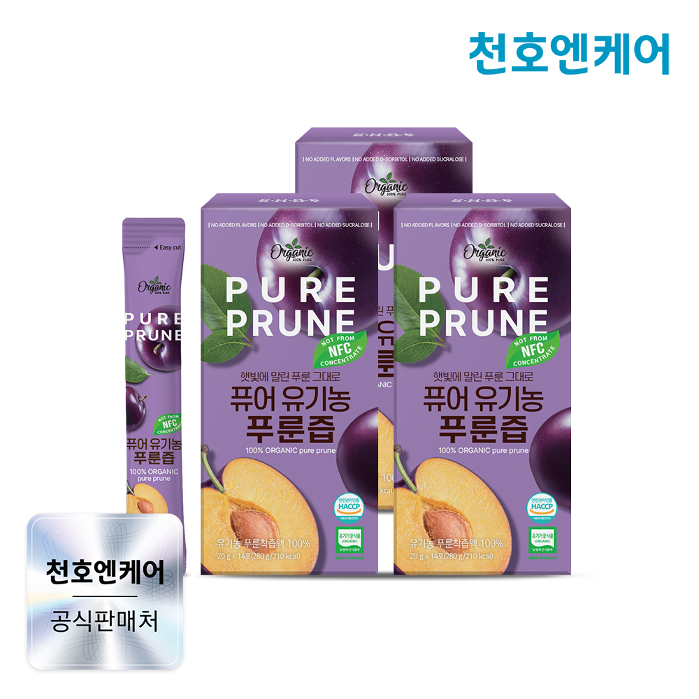 천호엔케어 퓨어 유기농 푸룬 100% NFC 푸룬주스 14포, 3개 - 상품 이미지