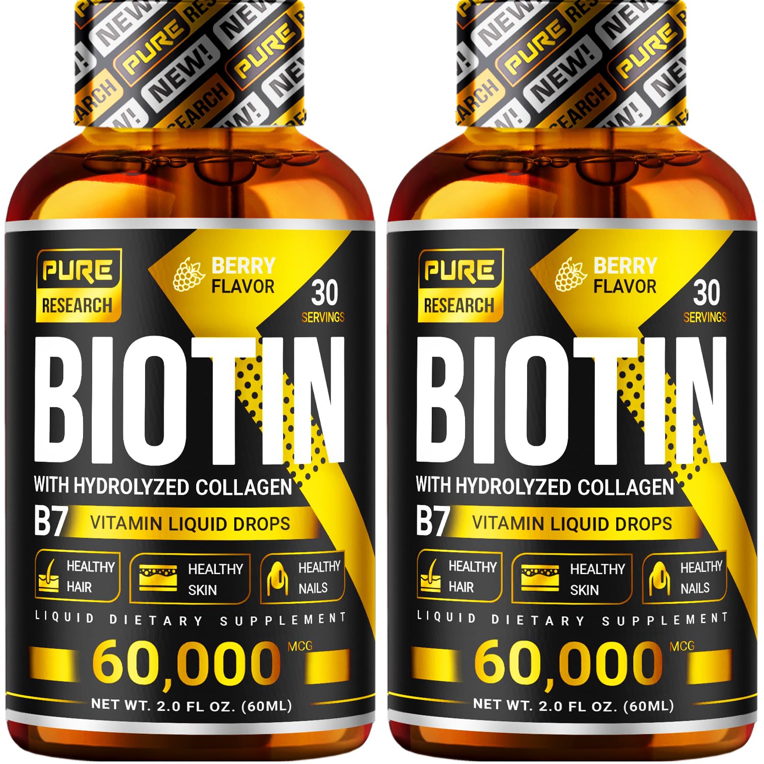 퓨어리서치 바이오틴 콜라겐 60 000mcg 액상 드롭스 118ml - 상품 이미지