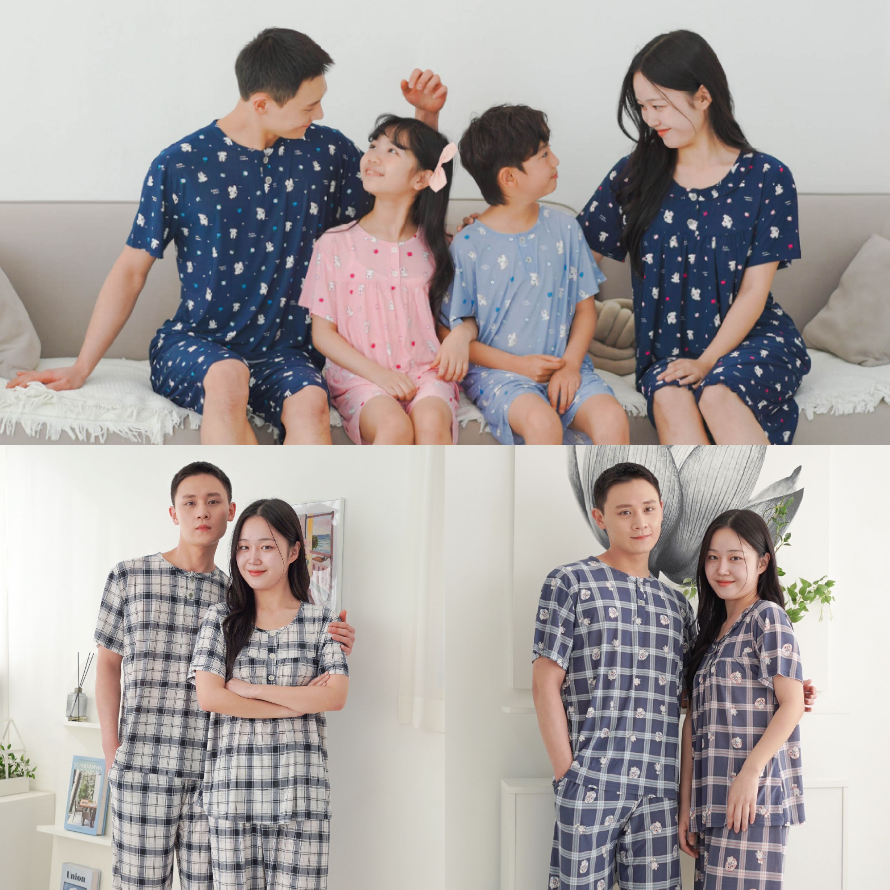 폭스클럽 여름잠옷 냉감 가족 여성 남성 빅사이즈 홈웨어 파자마 인견잠옷 제품 이미지