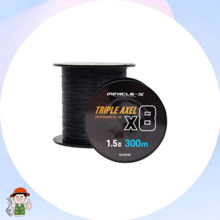싸파 미라클 트리플악셀 8합사 낚시줄 300M 1.5호 블랙 선상 원투 커머스픽201