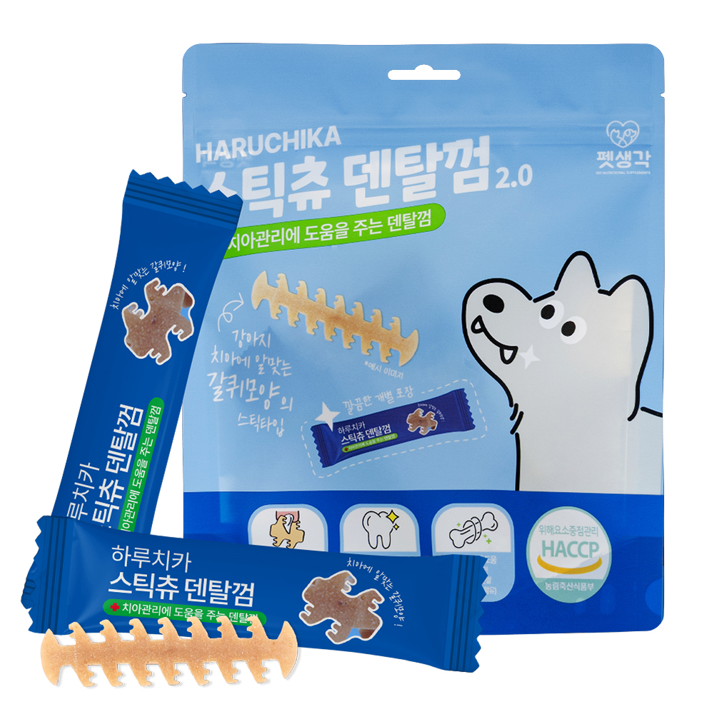 펫생각 하루치카 강아지 덴탈껌 입냄새 치석 제거 양치껌 스틱츄 14p, 168g, 1개 제품 이미지