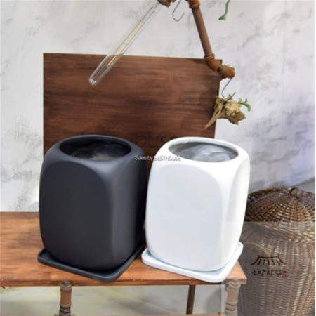 우노상점협력사 생활약방 모던 수지 마블 라운드큐브 화분 21x21x30cm 관엽식물화분