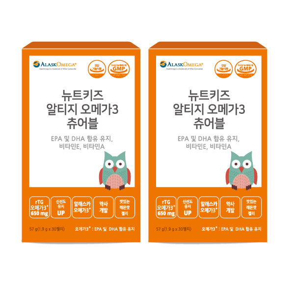 뉴트키즈 알티지 오메가3 츄어블 RTG 어린이 유아 청소년 구미 30구미, 2개 제품 이미지