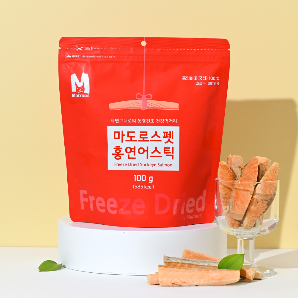 네이버 마도로스 펫 마도로스펫 홍연어스틱 100g 강아지간식 고양이 동결건조간식