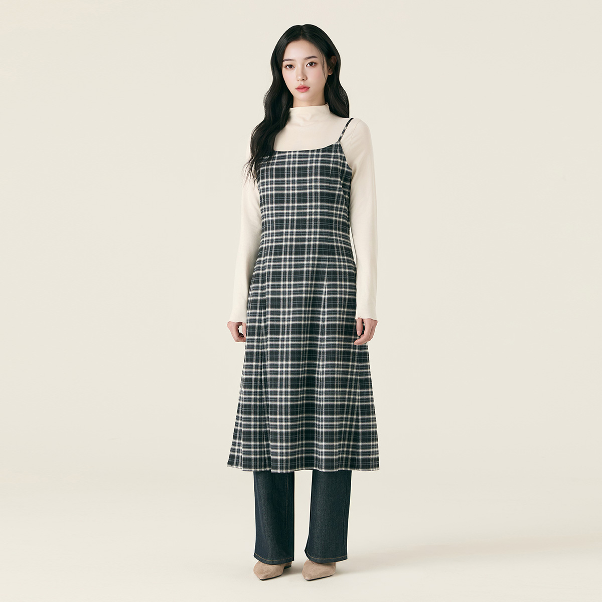 로엠 체크 뷔스티에 롱 원피스 RMOWG12RT1 - 상품 이미지