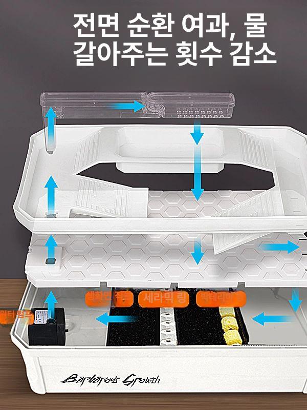 거북이 사육장 우림기후 수족관 수조 어항 용품 반수생 미디엄 화이트 35 x 18.5 x 22cm - 상세 이미지 3