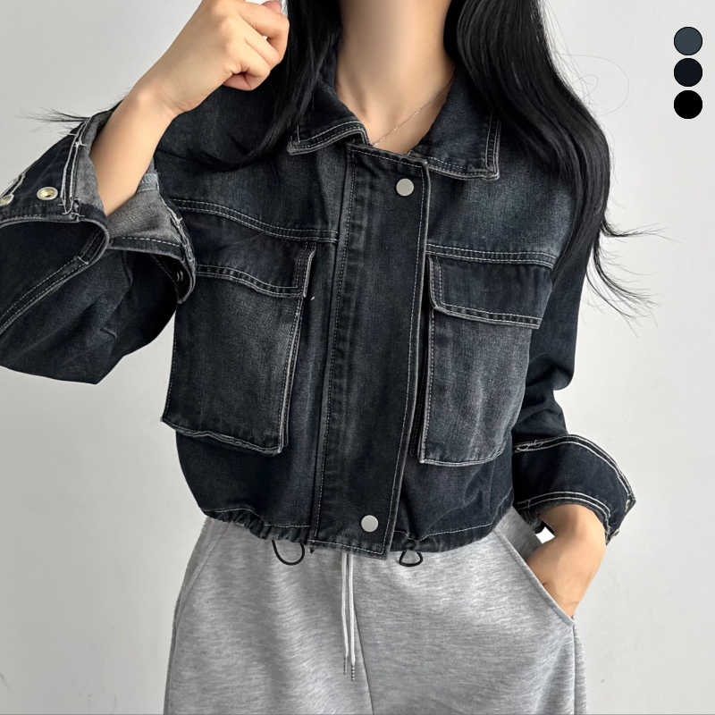 여성 크롭자켓 데님 청자켓 오버핏자켓 - 상품 이미지